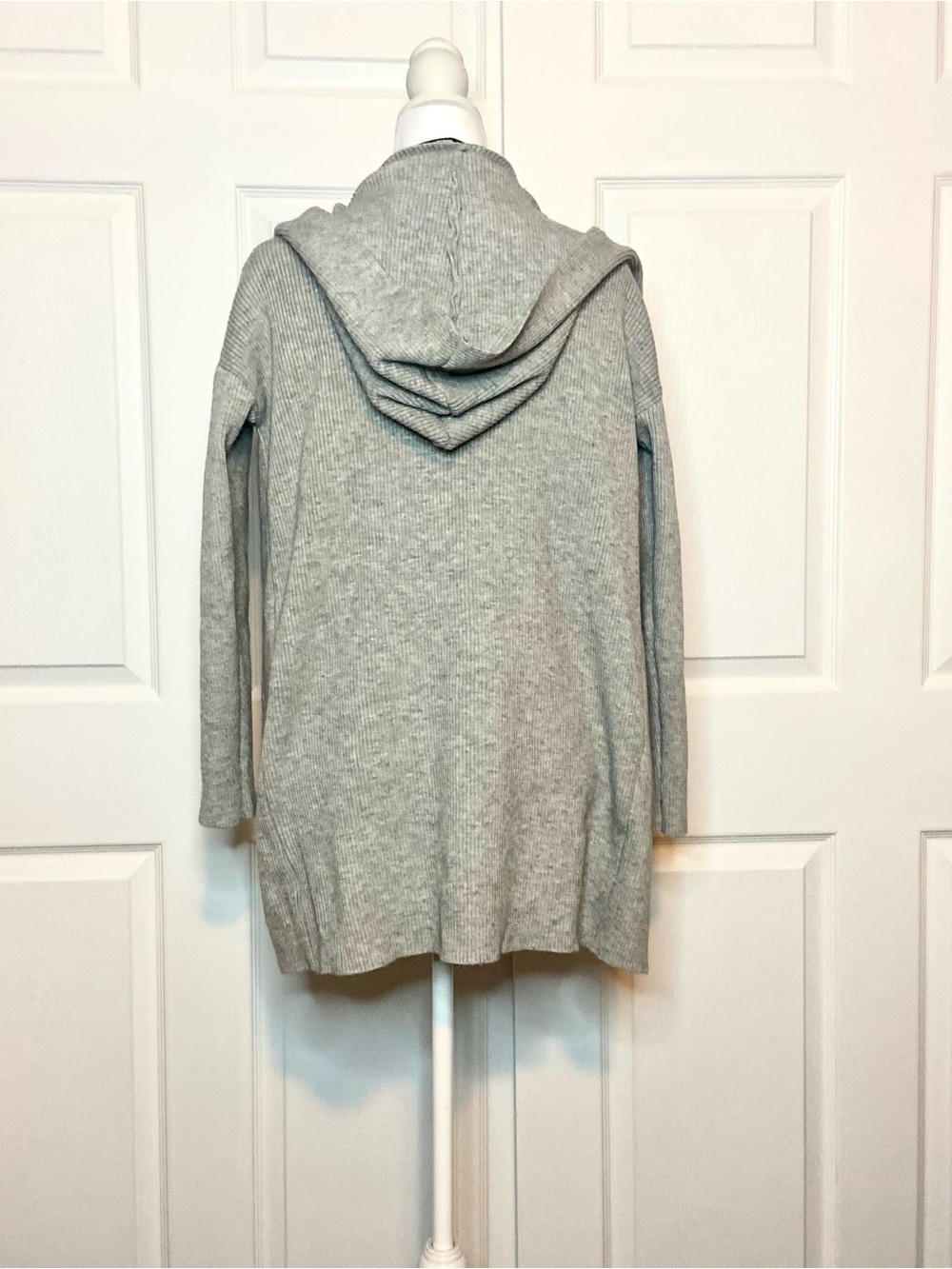 Hooded Open-Front Ribbed Cardigan - Picture 2 of 5